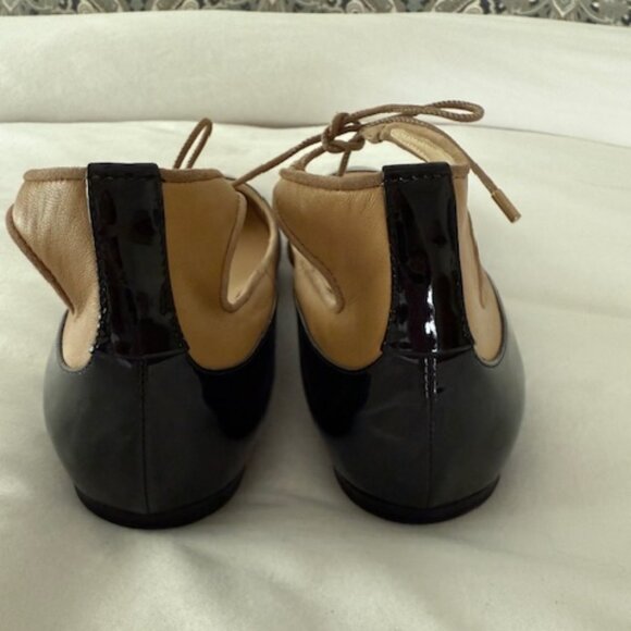 Jimmy Choo Patent/Leather Ankle Tie Flats - Picture 2 of 4